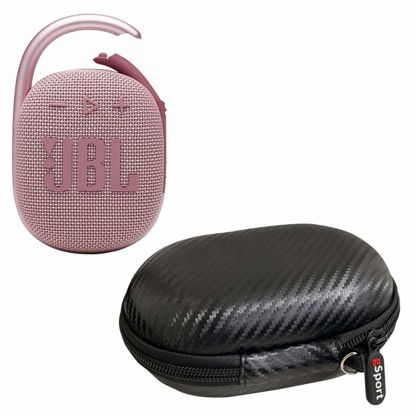 Picture of JBL Clip 4 Waterproof Portable Bluetooth Speaker Bundle with gSport Carbon Fiber Case (Pink)