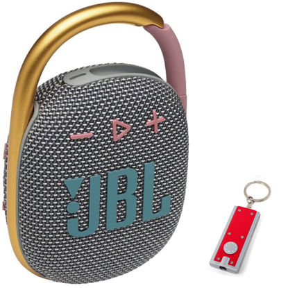 Picture of JBL Clip 4 Portable Bluetooth Speaker - Waterproof and Dustproof IP67, Mini Bluetooth Speaker for Travel, Outdoor and Home w/ 1 LED Flashlight Key Chain (Gray)