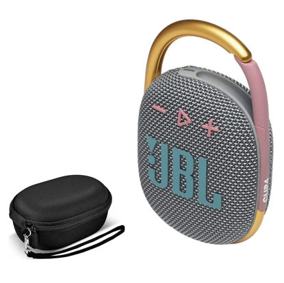 Picture of JBL Clip 4 Portable Waterproof Wireless Bluetooth Speaker Bundle with Premium Carry Case (Grey)