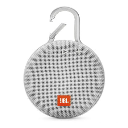 Picture of JBL Clip 3, Steel White - Waterproof, Durable & Portable Bluetooth Speaker - Up to 10 Hours of Play - Includes Noise-Cancelling Speakerphone & Wireless Streaming