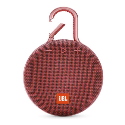 Picture of JBL Clip 3, Fiesta Red - Waterproof, Durable & Portable Bluetooth Speaker - Up to 10 Hours of Play - Includes Noise-Cancelling Speakerphone & Wireless Streaming