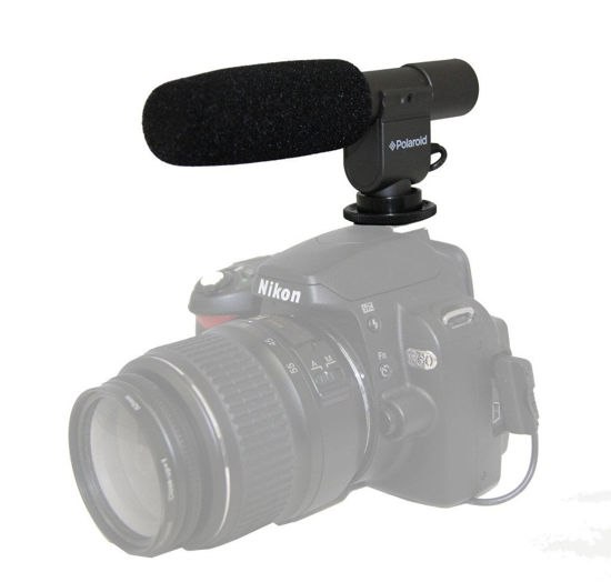 Picture of Polaroid Pro Video Condenser Shotgun Microphone For The Olympus Evolt PEN-E-PL3, PEN E-P3, E-PM1, PEN E-P2, E-PL1, E-PL2, E-P3, E-PL3, E-PM1, GX1, OM-D E-M5, E-30, E-300, E-330, E-410, E-420, E-450, E-500, E-510, E-520, E-600, E-620, E-1, E-3, E-5 Digital SLR Cameras Digital SLR Cameras