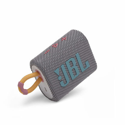 Picture of JBL Go 3: Portable Speaker with Bluetooth, Built-in Battery, Waterproof and Dustproof Feature - Gray (JBLGO3GRYAM) (Renewed)