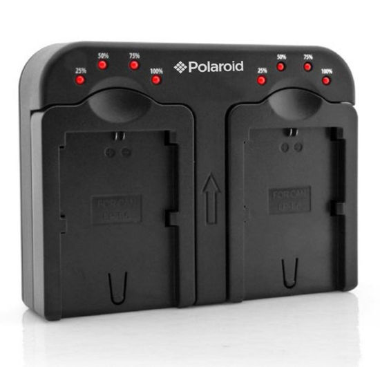 Picture of Polaroid Double (Dual) Battery Charger " Charge 2 Batteries At The Same Time" For The Nikon EN-EL14 (P7000, P7100, P7700, P7800, D3100, D3200, D5100, D5200), EN-EL15 (D600, D7000, D7100, D800), EN-EL20 (A, Nikon 1 J1, J2. J3, S1) Batteries