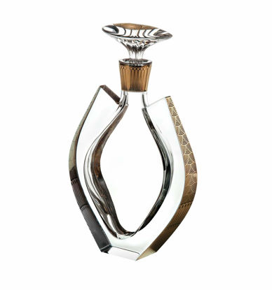 Picture of Vista Alegre Fenix Case with Whiskey Decanter Gold Accents - Wine & Whiskey Decanters, Gold Decanter - 11.2" H 27 oz