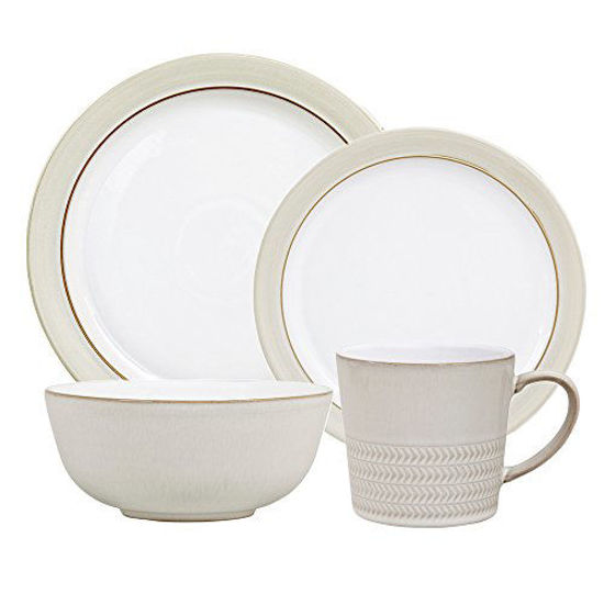 Picture of Denby NATURAL CANVAS (4 Dinner Salad Plate, 4 Cereal Bowl, 4 Mug) Dinnerware Set, One size, white neutral