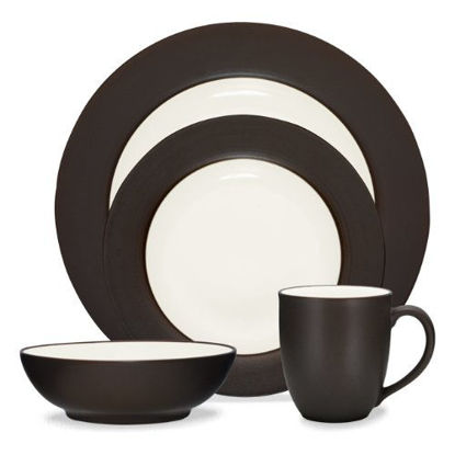 Picture of Colorwave Rim 16 Piece Dinnerware Set Color: Chocolate