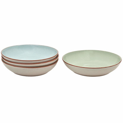 Picture of Denby Always Entertaining Deli 4 Piece Pasta Bowl Set, Stone, Blue/Pink/Yellow/Green, Four