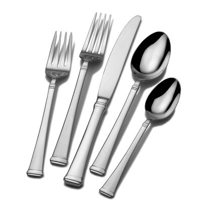 Picture of Mikasa Harmony 65 Piece Silverware Set, 18.10 Polished Mirror Stainless Steel, Service for 12 with Set