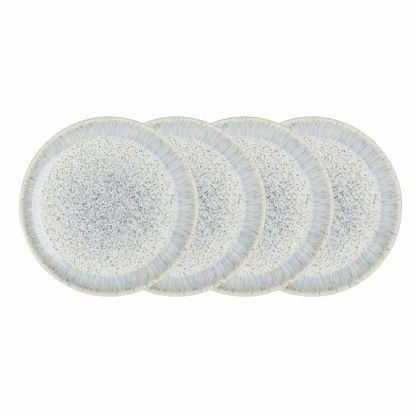 Picture of Denby Halo Speckle Coupe Dinner Plate Set, 4-piece, Light Blue