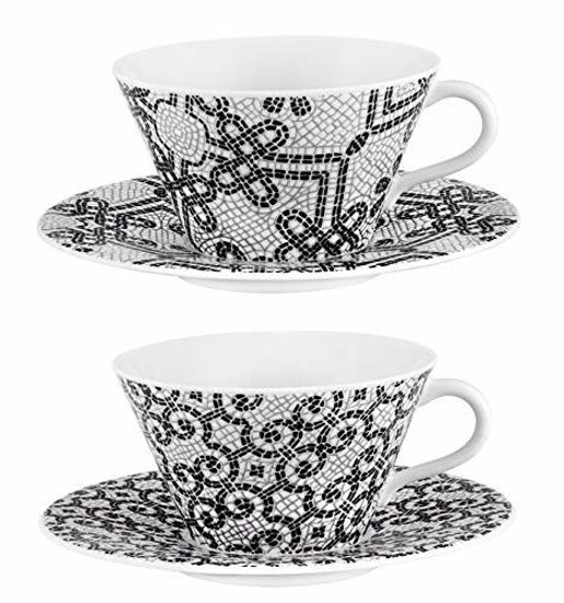 Picture of Vista Alegre Porcelain Portuguese Cobblestone Tea Cups & Saucers Set of 2