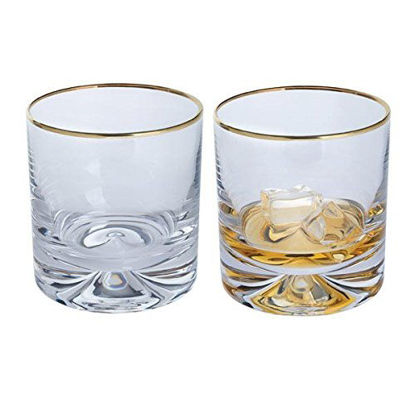 Picture of Personalised Dartington Gold Pair of Dimple Old Fashioned Whiskey Glasses - Add Engraving