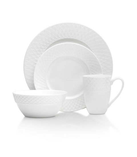 Picture of Mikasa Trellis 16 Piece Dinnerware Set, Service for 4, White