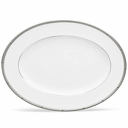 Picture of Noritake Rochelle Platinum Platter, Oval, 12" in White