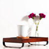 Picture of BRICK BROWN Premium Wooden Serving Tray/Platter with Black Metal Stand (Mahogany Finish, 13x8 Inch)