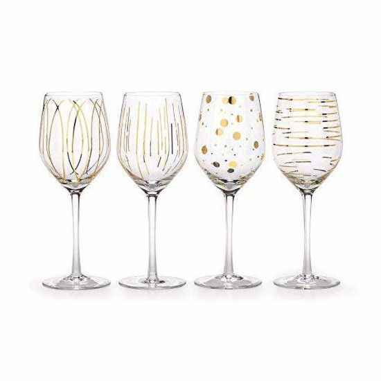 Picture of Mikasa Wine Glasses, 4 Count (Pack of 1), Gold