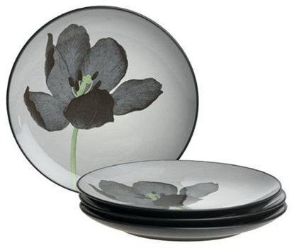 Picture of Noritake Colorwave Graphite Floral Black Velvet Tulip Accent Plates, Set of 4