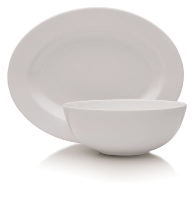 Picture of Mikasa Delray 14-Inch Oval Platter and 9-Inch Vegetable Bowl Set , White -