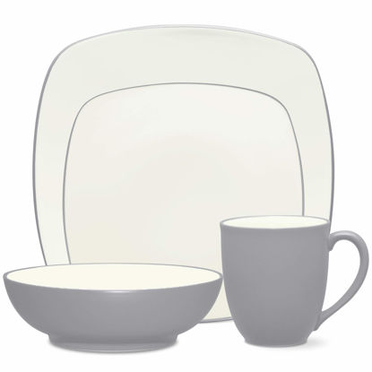 Picture of Noritake Colorwave Slate 4-Piece Square Place Dinnerware Setting in Grey/Slate