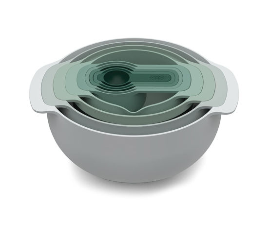 Picture of Joseph Joseph Nest 9 Nesting Bowls Set with Mixing Bowls Measuring Cups Sieve Colander, 9-Piece, Editions (Sage)