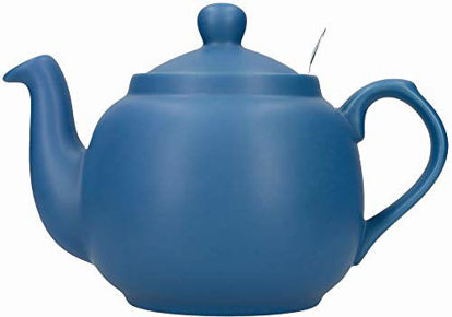 Picture of London Pottery Farmhouse Teapot with Infuser in Gift Box, Ceramic, Nordic Blue, 4 Cup (1.2 Litre)