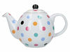 Picture of London Pottery Globe Polka Dot Teapot with Strainer, Ceramic, White/Multi Spot, 6 Cup (1.2 Litre)