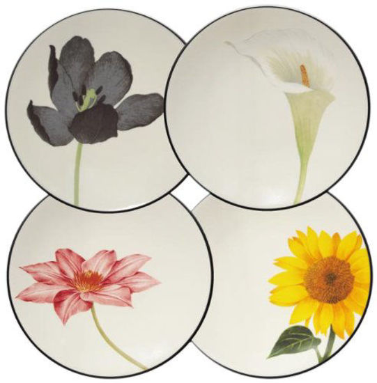 Picture of Noritake Colorwave Floral Appetizer Plates, Graphite Black, Set of 4