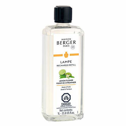 Picture of Lemon Flower | Lampe Berger Fragrance Refill for Home Fragrance Oil Diffuser | Purifying and perfuming Your Home | 33.8 Fluid Ounces - 1 Liter | Made in France