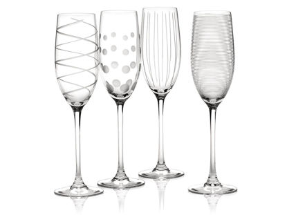 Picture of Mikasa Set of 4 Cheers Crystal Champagne Flute Glasses, Silver