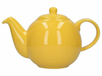 Picture of London Pottery Globe Teapot with Strainer, Ceramic, Yellow, 6 Cup Capacity (1.2 Litre)