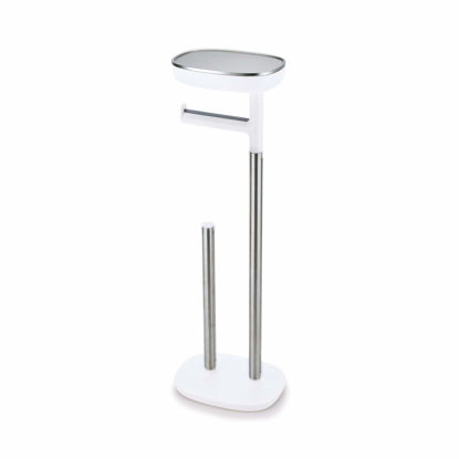 Picture of Joseph Joseph 70518 EasyStore Butler Toilet Paper Holder Stand and Spare Roll Storage with Shelf and Drawer, Stainless Steel