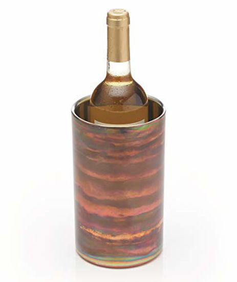 Picture of BarCraft Double-Walled Stainless Steel Wine Bottle Cooler, 12 x 20 cm (4.5" x 8") - Iridescent Copper-Effect Finish