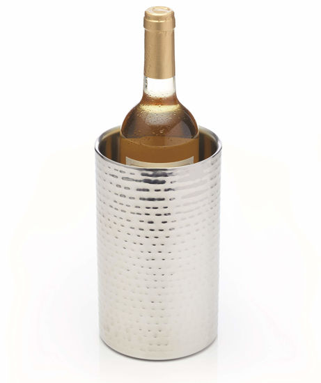 Picture of BarCraft BCWCOOLHAM Double-Walled Stainless Steel Wine Bottle Cooler, 12 x 20 cm (4.5" x 8") - Hammered Finish