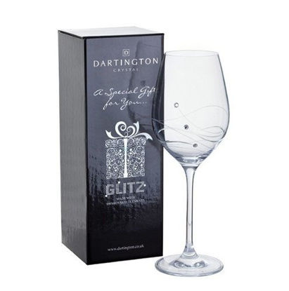 Picture of Personalised Dartington Glitz Wine Glass with Crystals - Add Your Own Message