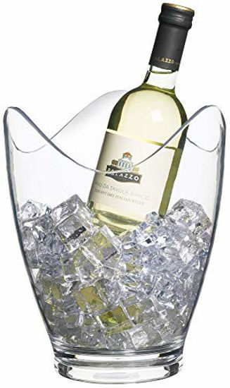 Picture of BarCraft Wine Cooler Bucket with Wavy Edge Design, for 1 Bottle, Plastic, Transparent, 3 Litre