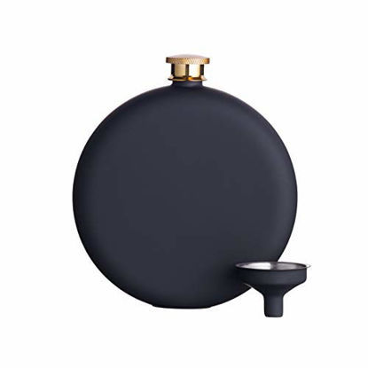 Picture of Barcraft Luxury Stainless Steel Hip Flask with Decanting Funnel, 350 ml (12.5 fl oz) -Black, 11 x 3 x 12.3 cm