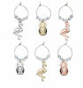 Picture of BarCraft BCWCPAPPLE Novelty Wine Glass Charms, Pineapple and Flamingo Design, In Gift Box, Zinc, Set of 6