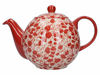 Picture of London Pottery Splash Globe Teapot with Strainer, Stoneware, Red/White, 4 Cup (1 Litre)