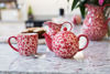 Picture of London Pottery Splash Globe Teapot with Strainer, Stoneware, Red/White, 4 Cup (1 Litre)