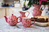 Picture of London Pottery Splash Globe Teapot with Strainer, Stoneware, Red/White, 4 Cup (1 Litre)