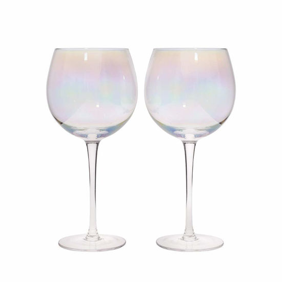 Picture of Barcraft Balloon Gin Glasses, Rainbow-Pearl Iridescent, 500 ml, Set of 2, Gift Boxed, 2 Set