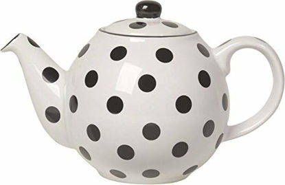 Picture of London Pottery Globe Polka Dot Teapot with Strainer, 2 Cup (500 ml), White/Black