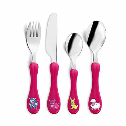 Picture of Amefa Enfant - Set of 4 pieces of children’s cutlery. 5 x 5 x 18 cm fuchsia