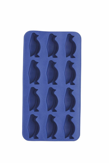 Picture of Barcraft Silicone Ice Cube Tray with Novelty Penguin Moulds, 26 x 12 cm, Blue