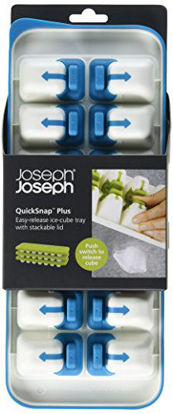 Picture of Joseph Joseph QuickSnap Ice Cube Tray with Cover Lid Easy-Release No-Spill Stackable Odor-Free Dishwasher Safe, Blue 13 x 5