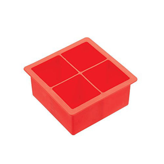 Picture of BarCraft Large Silicone Ice Cube Tray, 11 x 11 x 4.5 cm (4.5" x 4.5" x 2") - Red