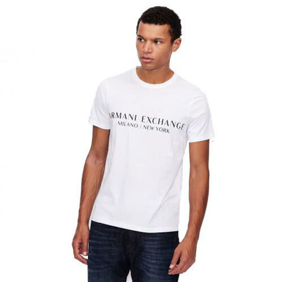 Picture of A|X ARMANI EXCHANGE mens Short Sleeve Milan New York Logo Crew Neck T-shirt T Shirt, White, Large US