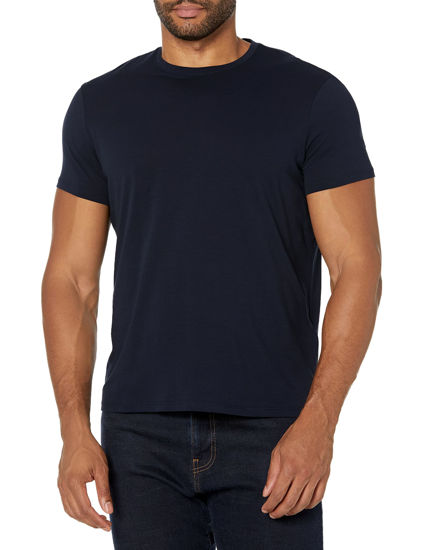 Picture of AX Armani Exchange Men's Solid Colored Basic Pima Crew Neck, Navy, Large