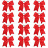 Picture of 12 Pcs Large Cheer Bows 8" Bulk Hair Bow Accessories with Ponytail Holder for Girls High School College Cheerleading