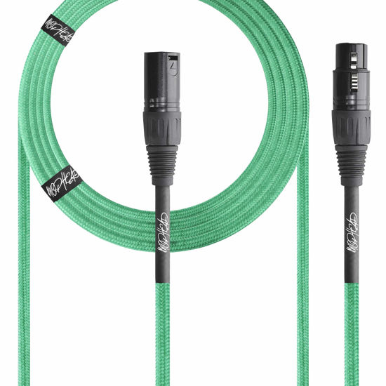 Picture of Mophead 15-Foot Balanced XLR Microphone Cable - 3-Pin XLR Male to XLR Female Pro Grade Double Insulated Tweed Braided (Green)